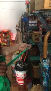 เชือกผ้าแบน สีเขียว ขนาด ความยาว 10 เมตร