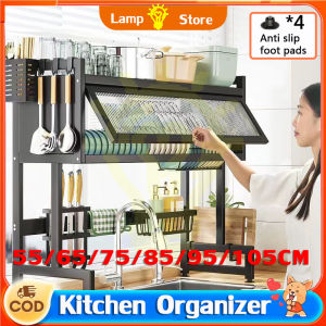 LampTwist Dish Rack With Cover 65/85/95/105CM dish rack organizer cabinet stainless steel kitchen rack plates organizer storage metal dish cabinet rack