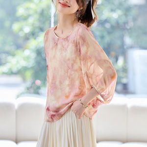 DAIXIANGFEIZI | Fashionable Young-looks Chiffon Shirt Three-quarter Sleeve Blouse