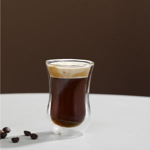 YWDL | YWDL 90/200/260/330ml Double Wall High Borosilicate Glass Coffee Cups Heat Resistant Espresso Latte Mug for Hot Cold Drinks