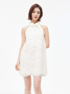 Elegant Lace Halter Neck Dress Versatile French Style LeFame Fashionable All-Match Summer Dress for Ladies CityWalk A-Line Skirt