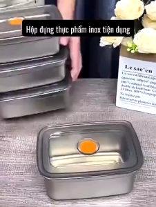 Hộp Đựng Thực Phẩm Bằng Inox 304 Cao Cấp - Khay Đựng Đồ Để Tủ Lạnh Ngăn Mùi Có Nắp Đậy Chống Tràn Ngăn Mùi