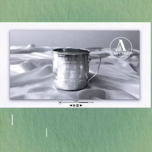 (Early Bird) แก้วน้ำอลูมิเนียม ทรงตรงลายไทยมีหู  Thai Design Cup 8x18.2 CM. ตราเพชร Diamond brand.