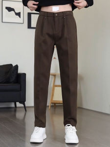 Quần Ống Đứng Dày Bằng Vải Len Cho Nam Mùa Xuân Thu Mới Quần Dài Thường Ngày Chống Nhăn Co Giãn Cao Cấp Đơn Giản Trơn Quần Tây