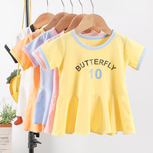 Princess Style Pure Cotton Short Sleeve Dress for Girls Baby Children Summer Fashionable Sleep Dress Korean Version Princess Skirt