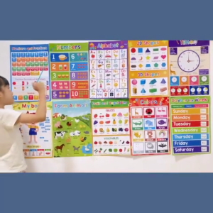 【BUY 1 GET GIFT】10pcs/16pcs Kids Educational Wall Chart Laminated Poster A4 size Alphabet Abakada Abc Colors Shapes Numbers