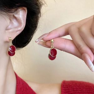 ❤️【Ready&COD】anting kekinian-liontin anting cakram merahAnting Wanita/anting india❤️