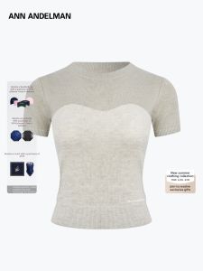 ANN ANDELMAN | Summer New Design Round Neck Knit Short Sleeve Fitted Top