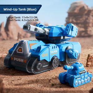 Wind-up Parent-Child Tank Rotatable Turret Small Car Toy