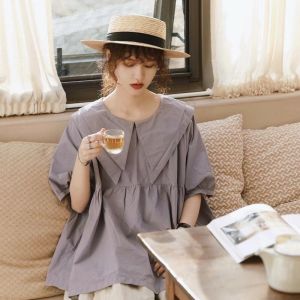 ชุดผู้หญิงแนวอาร์ตๆ เสื้อสไตล์ โมริเกิร์ล เสื้อตุ๊กตา ฟูฟ่อง แนววินเทจ สำหรับผู้หญิง เสื้อเชิ้ต คอปกใหญ่ แนวญี่ปุ่น สำหรับ ฤดูร้อนสวย หวาน น่ารัก ทรง หลวมๆ คุณค่าถือ