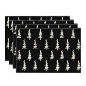 VIKAMA Vintage Xanh Cây Giáng Sinh In Hình Placemat Ngày Lễ Mùa Đông Trang Trí Bàn Ăn 100% Polyester Không Dệt Phụ Kiện Nhà Bếp