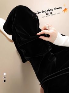Velvet Trousers Warm Insulated Fall Winter Black