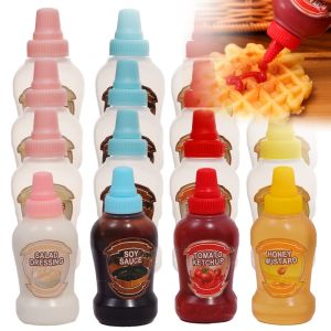 ขวดบีบซอสชุดขวดเครื่องปรุงรสสลัดแบบพกพาขวดซอสมะเขือเทศขนาดเล็ก8ชิ้นขวดหัวปั๊มสำหรับครัวสำหรับตั้งแคมป์เดินทางที่บ้าน