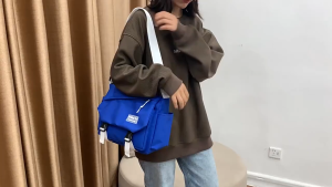 SKM Student Simple Shoulder Messenger Canvas Bag Beg Sandnag Lelaki SK660