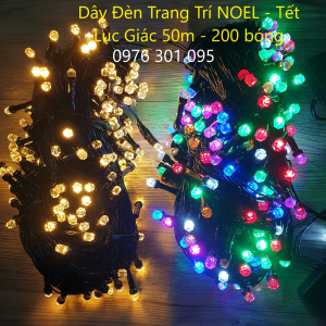 Dây Đèn Trang Trí Ngoài Trời Noel 50m - 200 bóng Lục Giác - Q8 Chống Nước