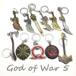 1 PCS Game God-of-War 5 Ragnarok Kratos Keychain Shield Model Metal Pendant Key Holders Game Souvenir Gift