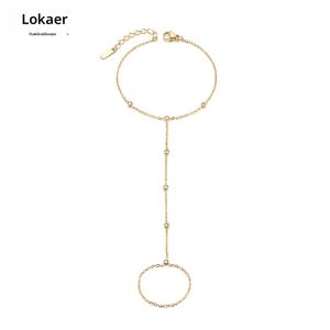 Lokaer 316L สแตนเลสสตีลลูกปัดด้านหลังมือสร้อยข้อมือแฟชั่นเซ็กซี่กันน้ําเครื่องประดับขายส่ง B25091