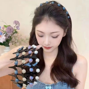 Pearl Wave Toothed Headband for Women Girls Fashion Solid Color Non-slip Hair Comb Zigzag Band Notched Headband Hair Accessories