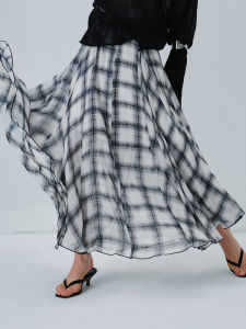 KOHS Half-length Skirt Asymmetrical French Draping A-line Midi Skirt Youth Commute Style Casual Polyester Lyocell Fiber