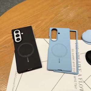 Luxury Macaron Heart Kickstand Skin Feel Magnetic Case For Samsung Z Fold 8 Ultra 7 6 5 For Magsafe Charge Slim Anti-drop Cover