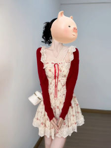 Ge·an·fei | Floral Straps Waist-Cinching Dress Set Short