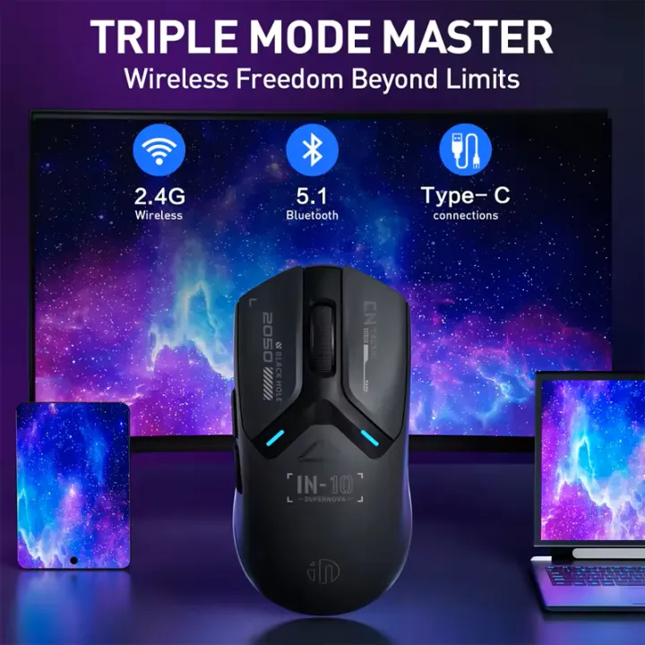 inphic | INPHIC IN10 PAW3395 Wireless Gaming Mouse 8000Hz Polling Rate Lightweight Ergonomic DPI26000