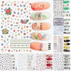 Sticker Dán Móng Tay Họa Tiết Hoa Lá Nhiều Màu Floral Flower / Lông Vũ / Hình Học / Kẻ Sọc / Hoa Văn Nghê Thuật / Nails sticker Series F – F445