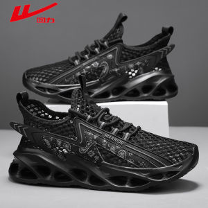 Mens Breathable Hollow out Running Shoes Lightweight Soft Bottom Mesh Upper Black Sport Walking Shoes Summer Collection
