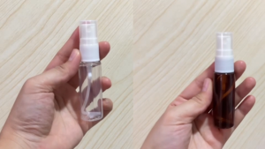 ขวด 20 มล. (50ใบ) พลาสติกสีชา  ใส pet + ฝาหัวสเปรย์