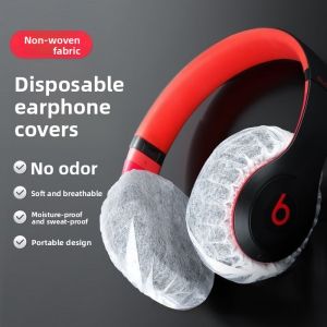 100Pcs Disposable Nonwoven Headphone Covers Breathable Germproof Odorless Moisture Proof Sweat Proof Portable for Large Earmuffs