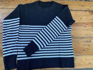 Switer rajut motif garis/bahan tebal/LD 110 Lengan panjang/Bahan Rajut