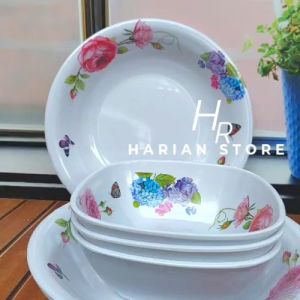 PAKET MELAMIN MOTIF MEWAH ISI 6 PCS CAMPUR PIRING CEKUNG MANGKUK TEBAL