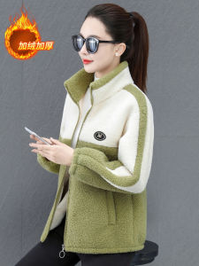 Lamb Velvet Jacket Womens Winter New Fashion Anti-Aging Cotton Clothes Middle-Aged Mom Thickened Fleece Upper Body