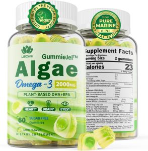 [COD] Lilicare Vegan Omega 3 Supplement Gummies 1100mg Algae Omega 3 DHA 640mg & EPA 290mg from Marine with CoQ10 Astaxanthin Vitamin E A D3 for Brain Eye Joint Fish Oil Supplements Alternative Sugar Free