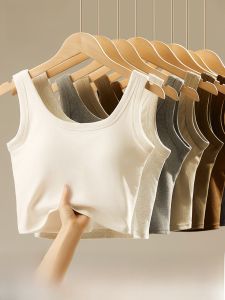 miiow | Cat Lady Strap Vest Womens Short Style Slim Fit Inner Wear Pad Chest Outerwear Spring 2025 New Design Original MiiOW Pure Color