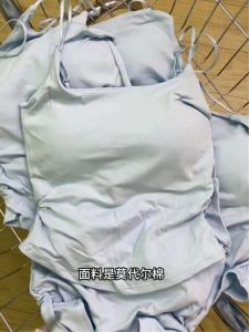 Dopamine Baby Blue Unique Womens Tank Top Strap Vest Built-in Chest Pad Outdoor Wear Beautiful Back 2024 New Style Short Length