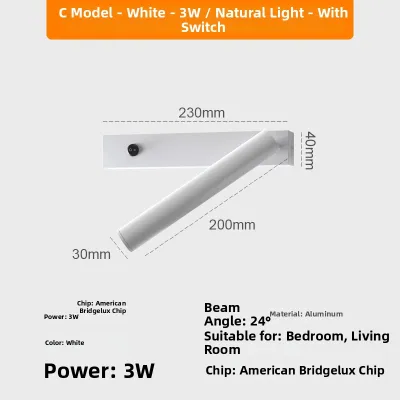 HUOQI | Bedside Wall Lamp With Switch LED Reading Light