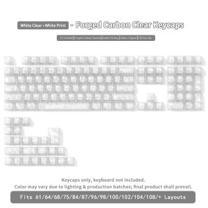 New 130+ Keys Ice Carbon Fiber Keycaps Black White Forged Carbon PC Translucent Multi-Language for Magnetic Mechanical Keyboard