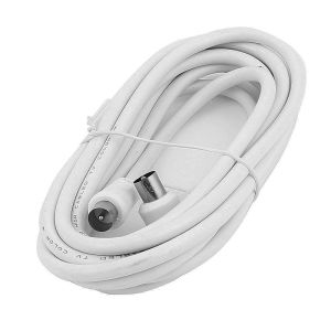 [NC]1Pcs 2M White Metre Right Angle Angled RF TV Aerial Lead Cable Male To Coax Coaxial[NC]
