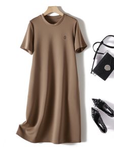 Space Cotton Oversize Long Dress Casual Straight Knee-Length Belly Covering Dress Autumn Season Womens Fashion Commute Style