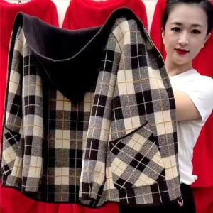 QIAOXIZI | Áo khoác len nữ QIAOXIZI dáng rộng cỡ lớn thời trang cho trung niên và lớn tuổi