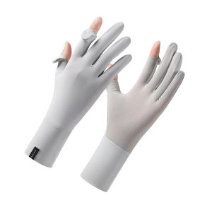 Women Sun Protection Gloves Cycling Ice Silk Cooling Breathable Summer Touchscreen Flip-Top Anti-Slip Long Gloves for Driving