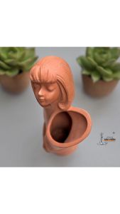 Chậu Gốm Đất Nung Cô Gái Ôm Hoa - Gốm Sứ Sân Vườn - GSSV