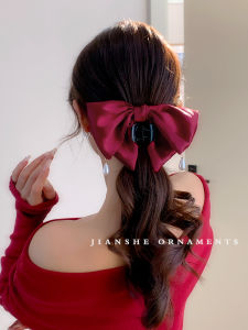 French Style Temperament Satin Bows Barrettes Fancy Princess on the Run Grip Back of Head Shark Clip Hair Clip Headdress