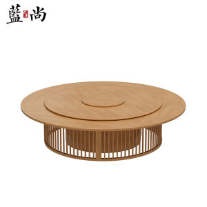 New Chinese Style Solid Wood Dining Table And Chair Set Modern Simple Hotel Club Electric Big round Table Furniture
