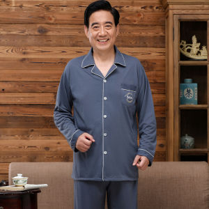 Mens Pure Cotton Sleepwear Set Casual Long Sleeve Cardigan Home Clothes Autumn Spring Autumn Winter Comfortable Soft Plaid Pattern