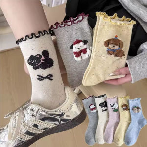 ถุงเท้าลายสัตว์การ์ตูนน่ารัก3คู่ถุงเท้าฤดูใบไม้ผลิฤดูร้อนผ้าฝ้ายระบายอากาศได้สำหรับเด็กผู้หญิงวัยรุ่นหวาน