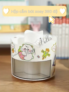 Hộp Đựng Bút Xoay 360° Hoạt Hình Dễ Thương May Bells Dung Tích Lớn Đựng Nhiều Gọn Gàng