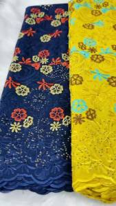 Luxury Nigerian 5 yard Swiss lace fabric Dry lace embroidery African 100% Cotton fabrics Swiss voile lace Dubai style 5Ya M711-1