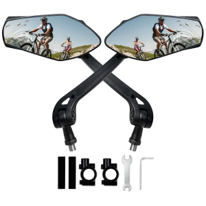 1 Pair 360° Adjustable Rotatable Wide Angle Bike Mirrors for Handlebars Rear View Bicycle Accessories for Ebike